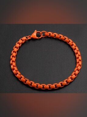 Orange Enamel Chain Bracelet